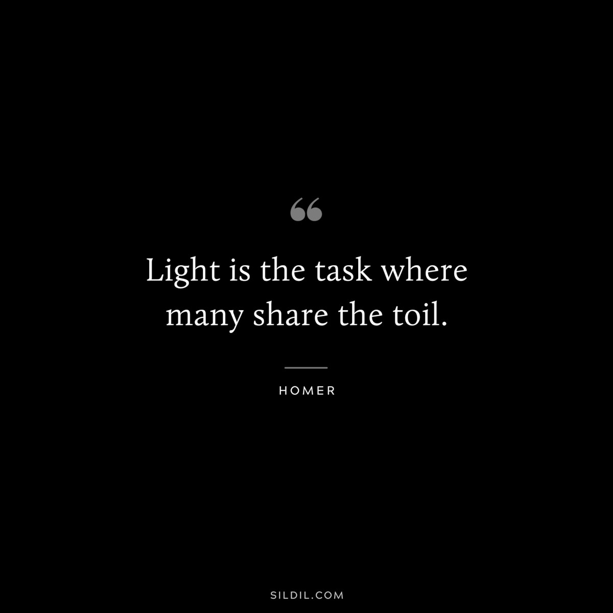Light is the task where many share the toil. ― Homer