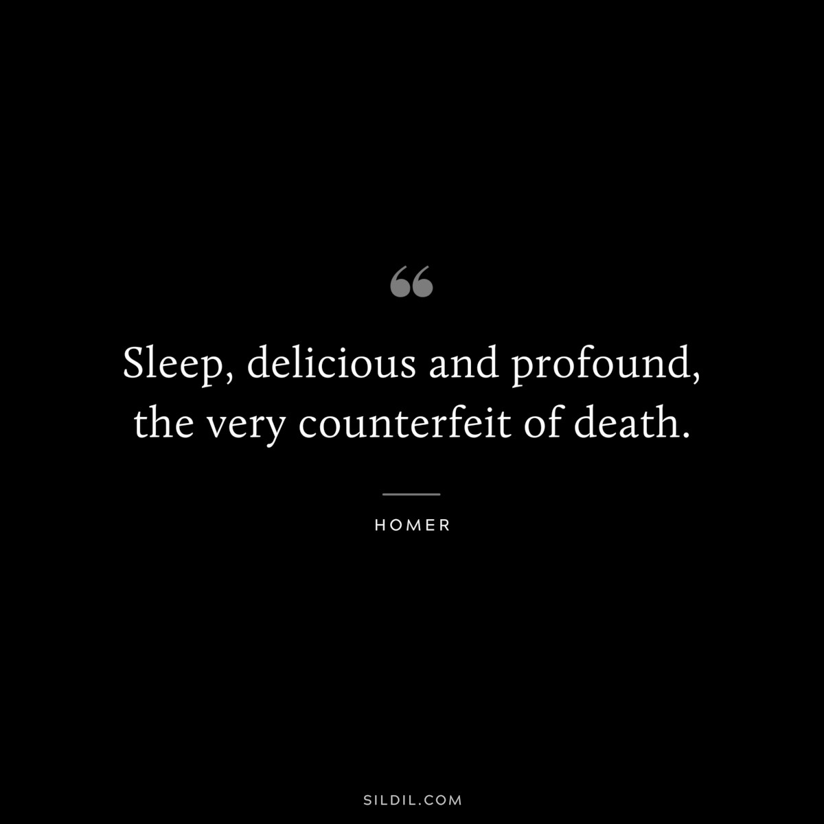 Sleep, delicious and profound, the very counterfeit of death. ― Homer