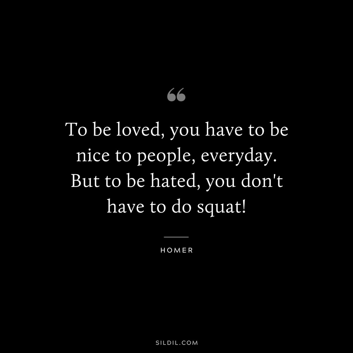 To be loved, you have to be nice to people, everyday. But to be hated, you don't have to do squat! ― Homer
