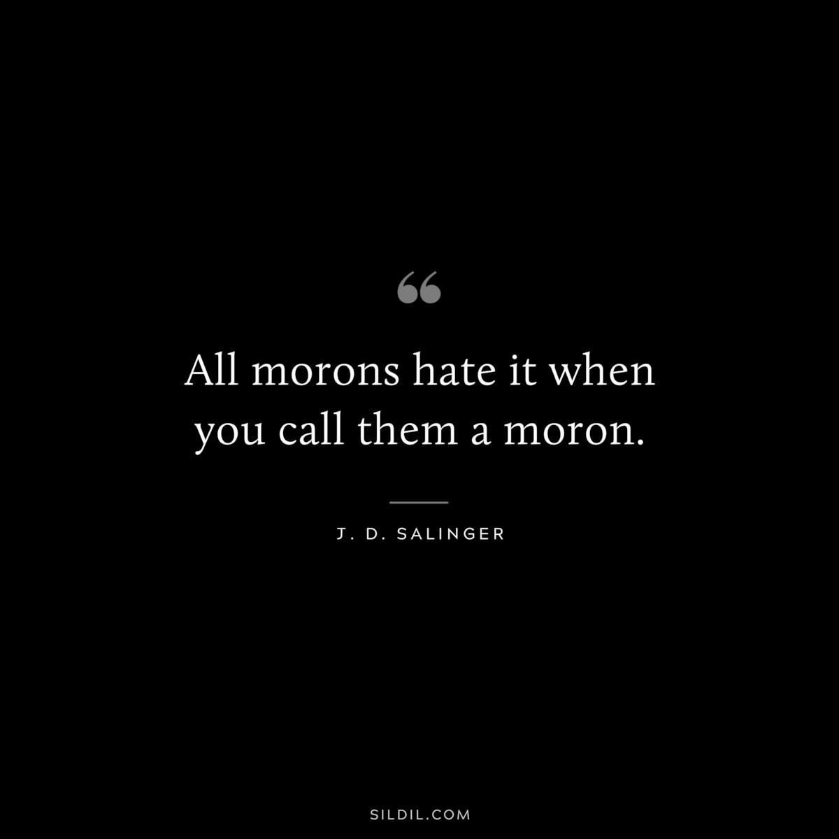 All morons hate it when you call them a moron. — J. D. Salinger