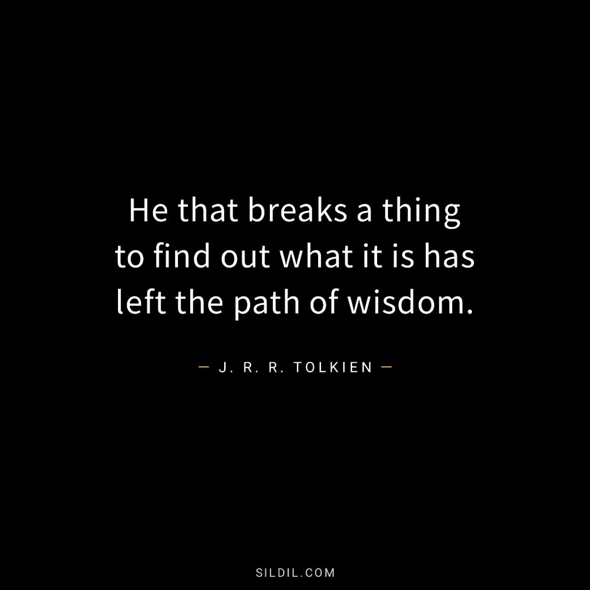 He that breaks a thing to find out what it is has left the path of wisdom.