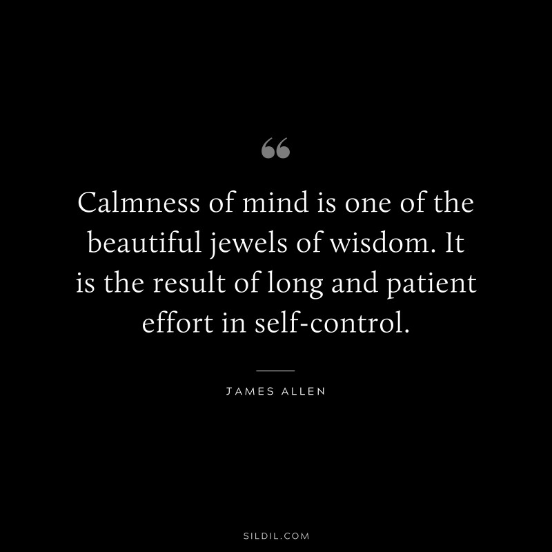Calmness of mind is one of the beautiful jewels of wisdom. It is the result of long and patient effort in self-control. ― James Allen