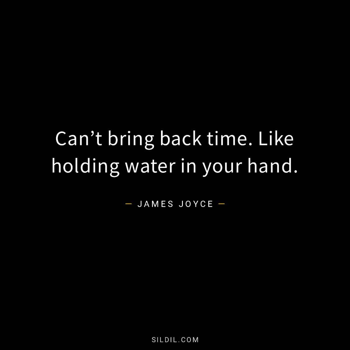 Can’t bring back time. Like holding water in your hand.