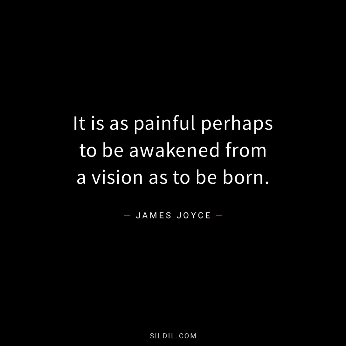 It is as painful perhaps to be awakened from a vision as to be born.
