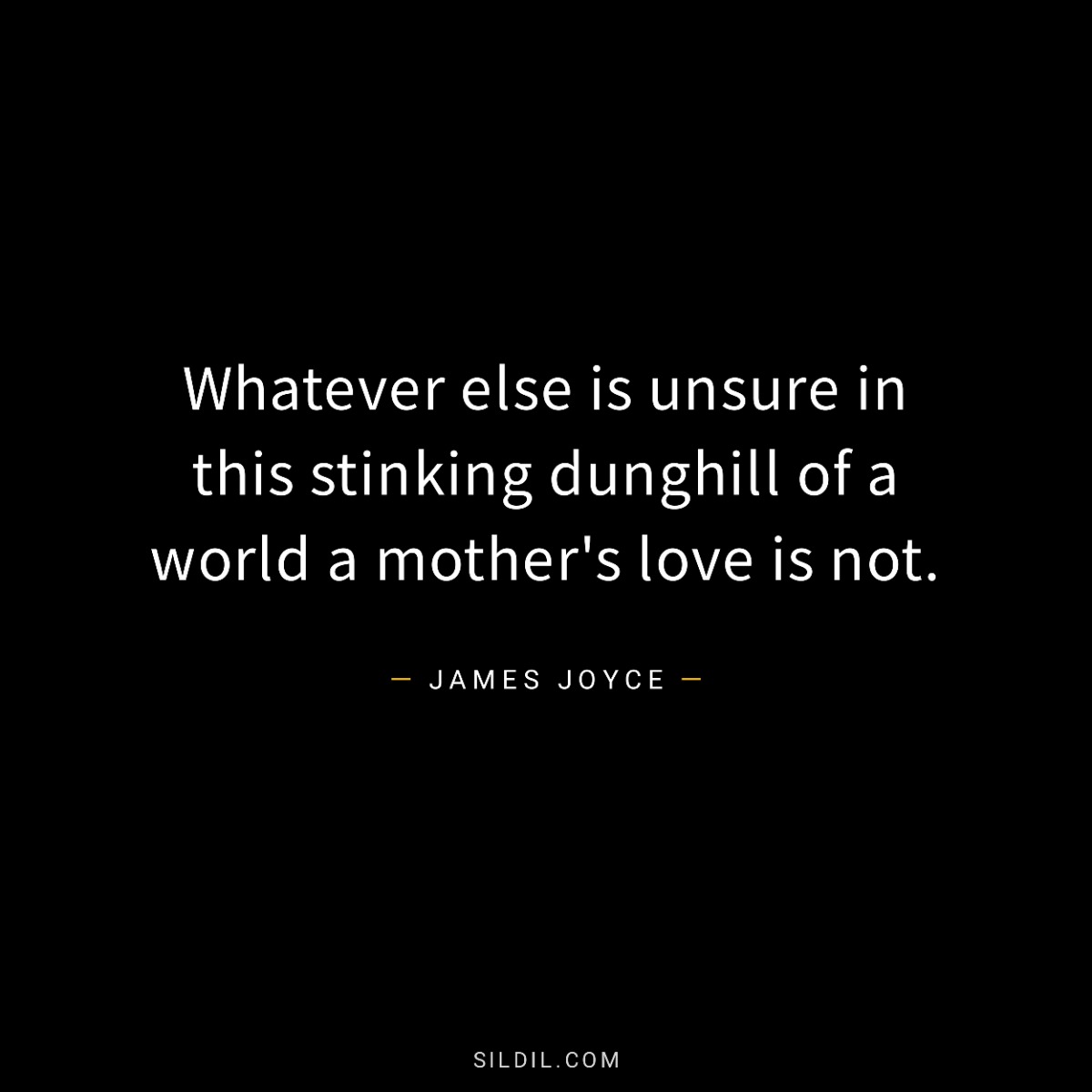 Whatever else is unsure in this stinking dunghill of a world a mother's love is not.