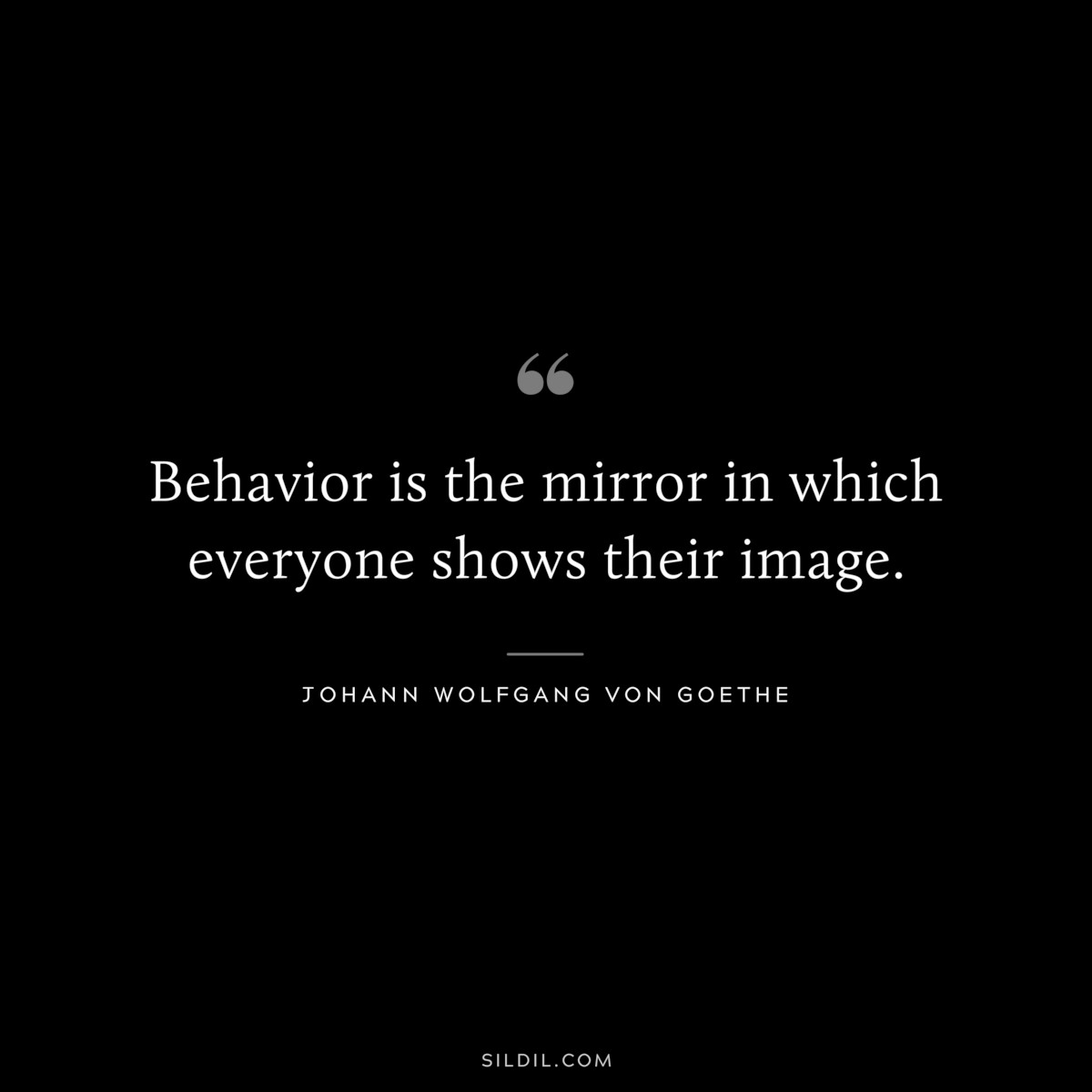 Behavior is the mirror in which everyone shows their image.― Johann Wolfgang von Goethe