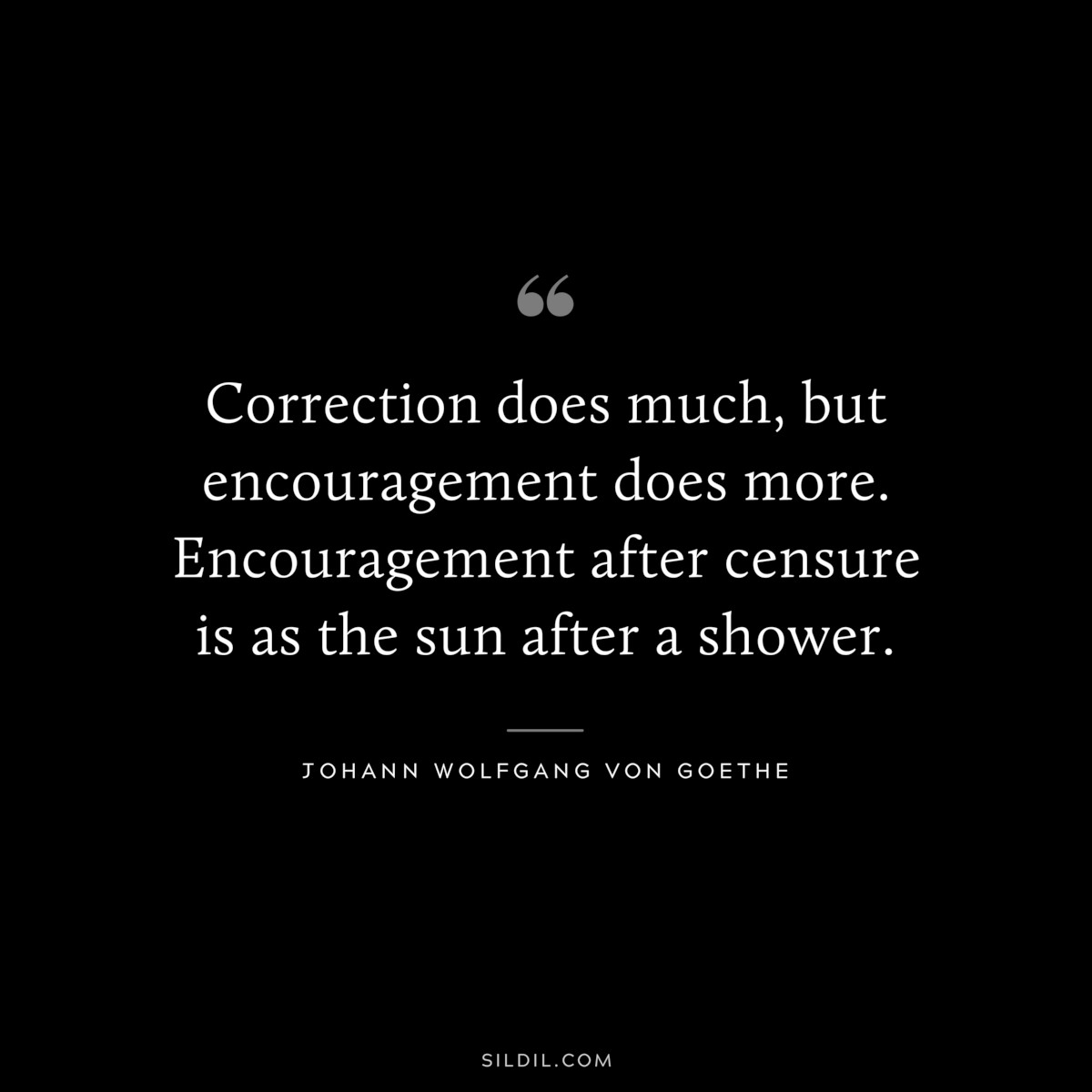 Correction does much, but encouragement does more. Encouragement after censure is as the sun after a shower.― Johann Wolfgang von Goethe