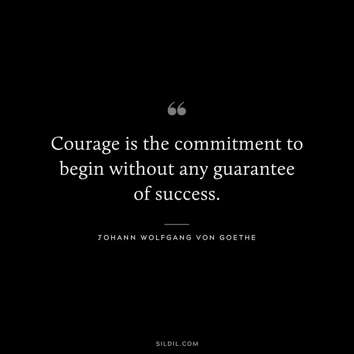 Courage is the commitment to begin without any guarantee of success.― Johann Wolfgang von Goethe