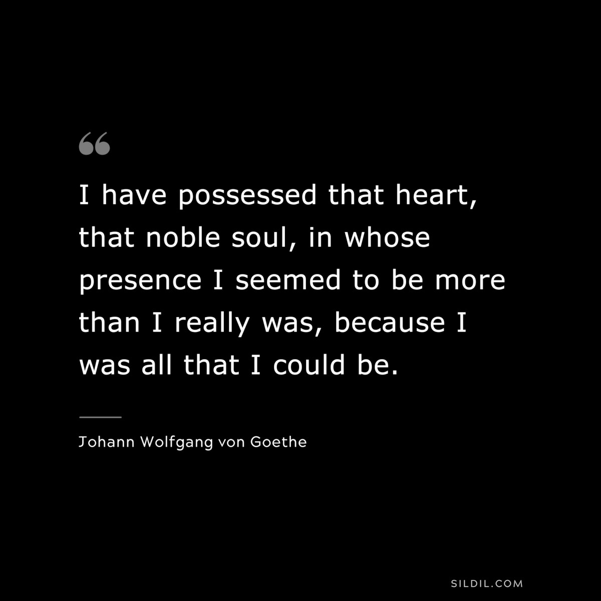 I have possessed that heart, that noble soul, in whose presence I seemed to be more than I really was, because I was all that I could be.― Johann Wolfgang von Goethe