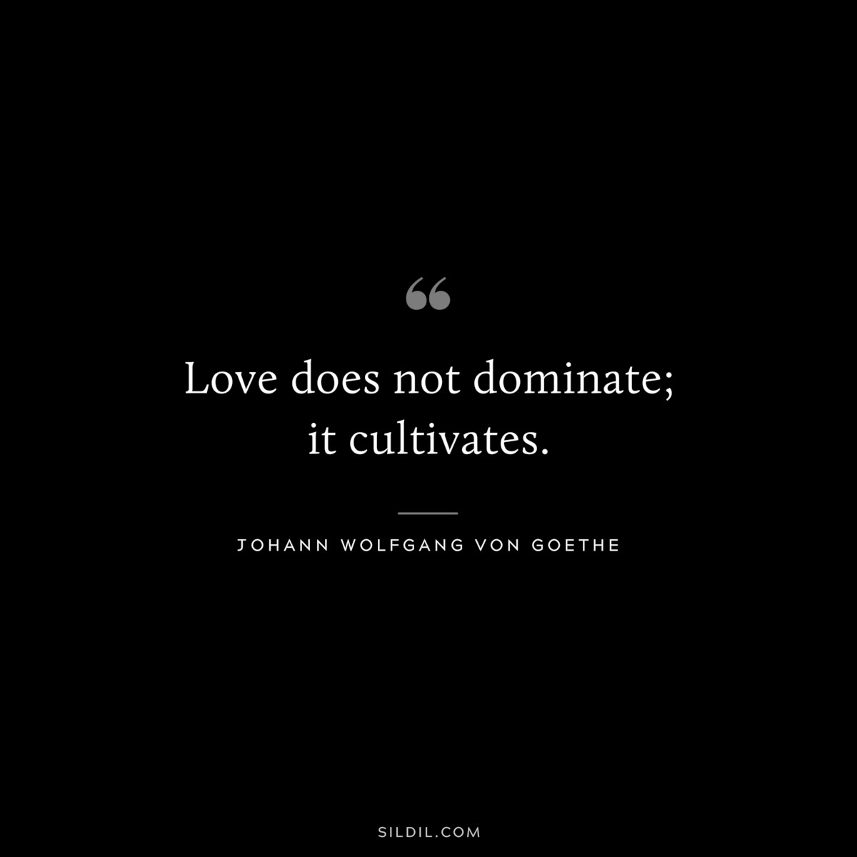 Love does not dominate; it cultivates.― Johann Wolfgang von Goethe