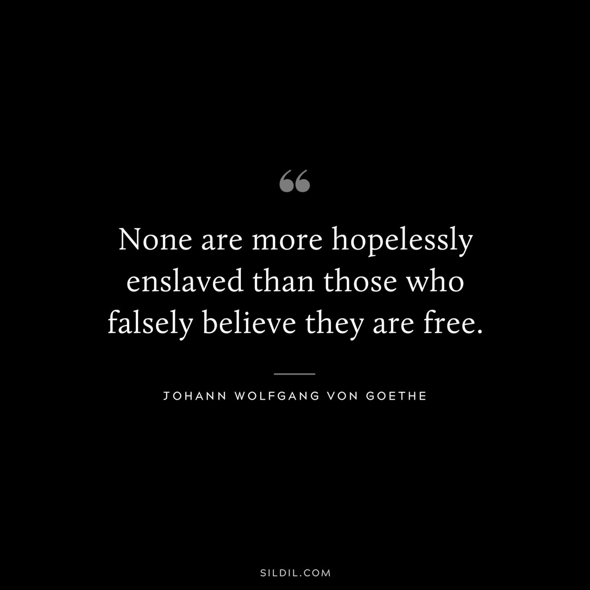 None are more hopelessly enslaved than those who falsely believe they are free.― Johann Wolfgang von Goethe
