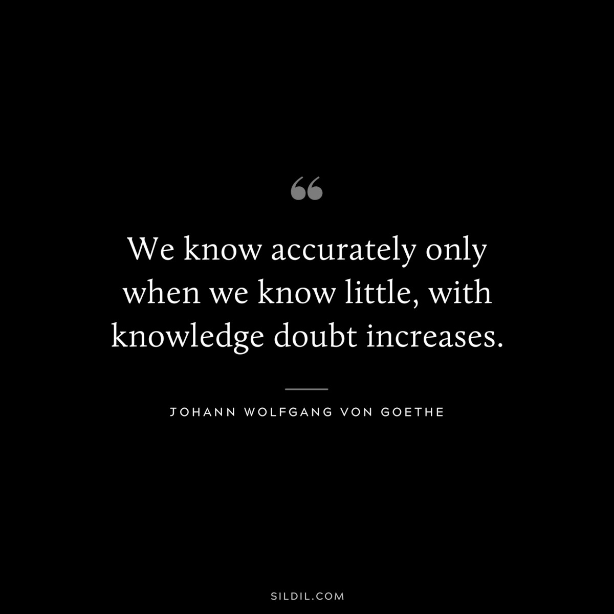 We know accurately only when we know little, with knowledge doubt increases.― Johann Wolfgang von Goethe