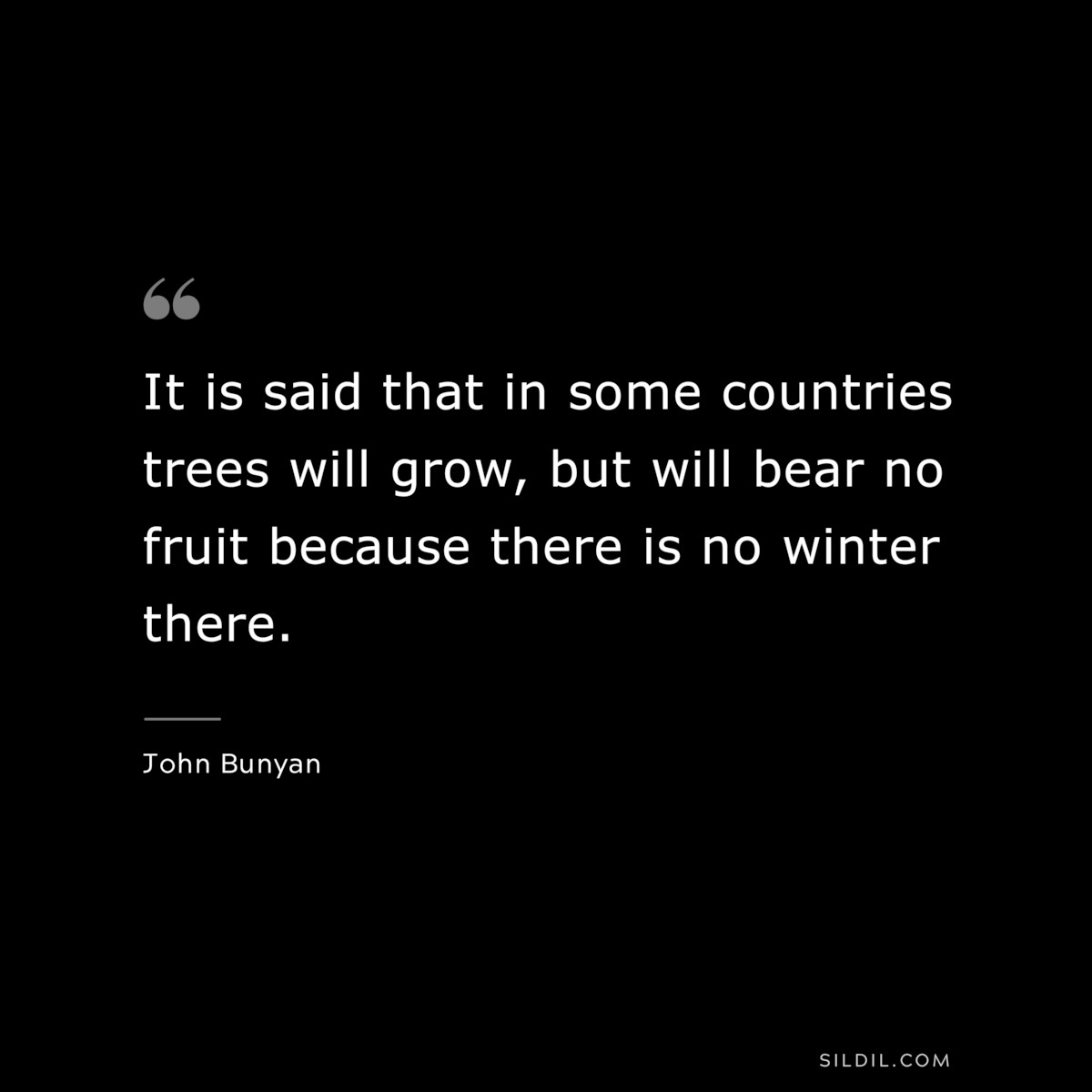 It is said that in some countries trees will grow, but will bear no fruit because there is no winter there. ― John Bunyan