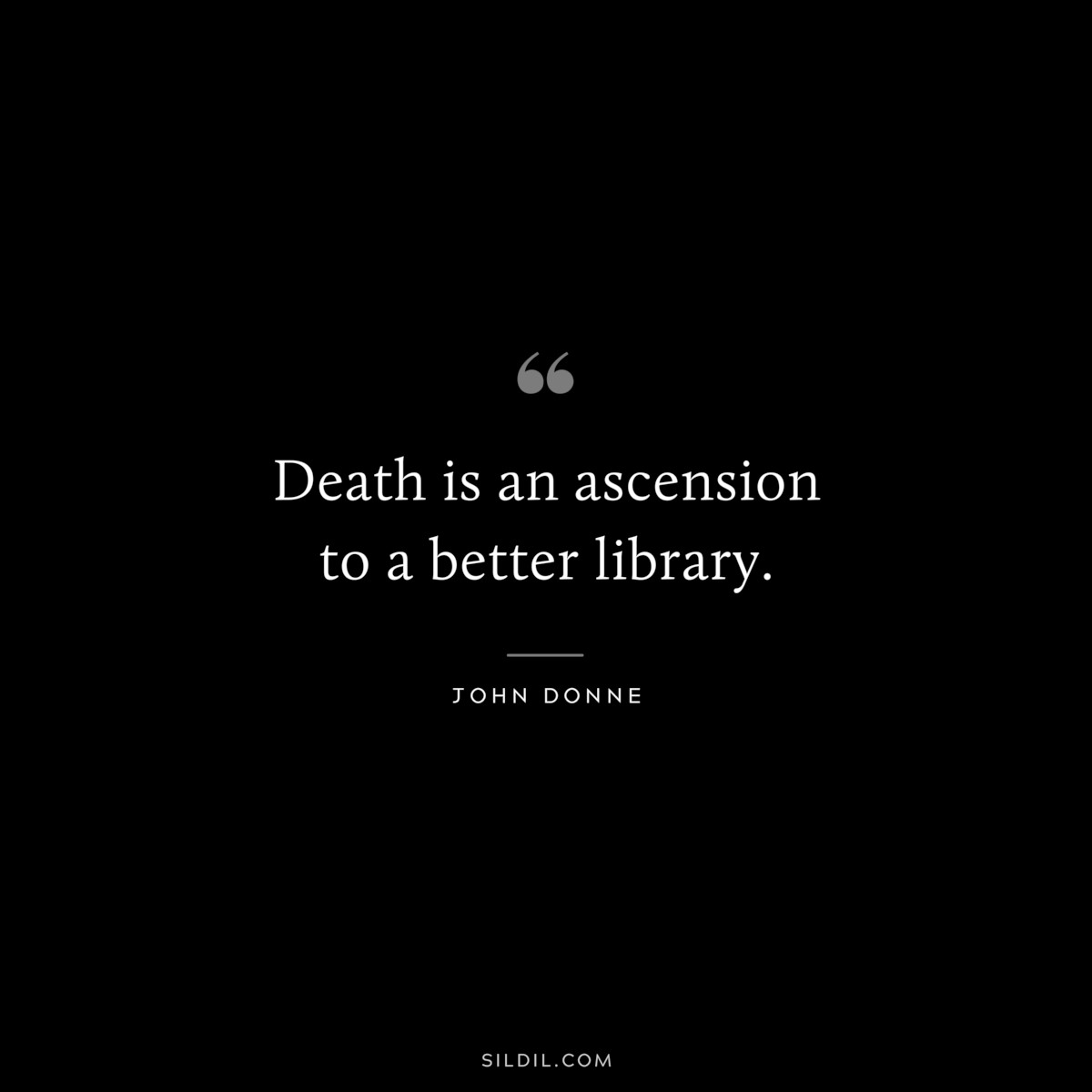 Death is an ascension to a better library. ― John Donne