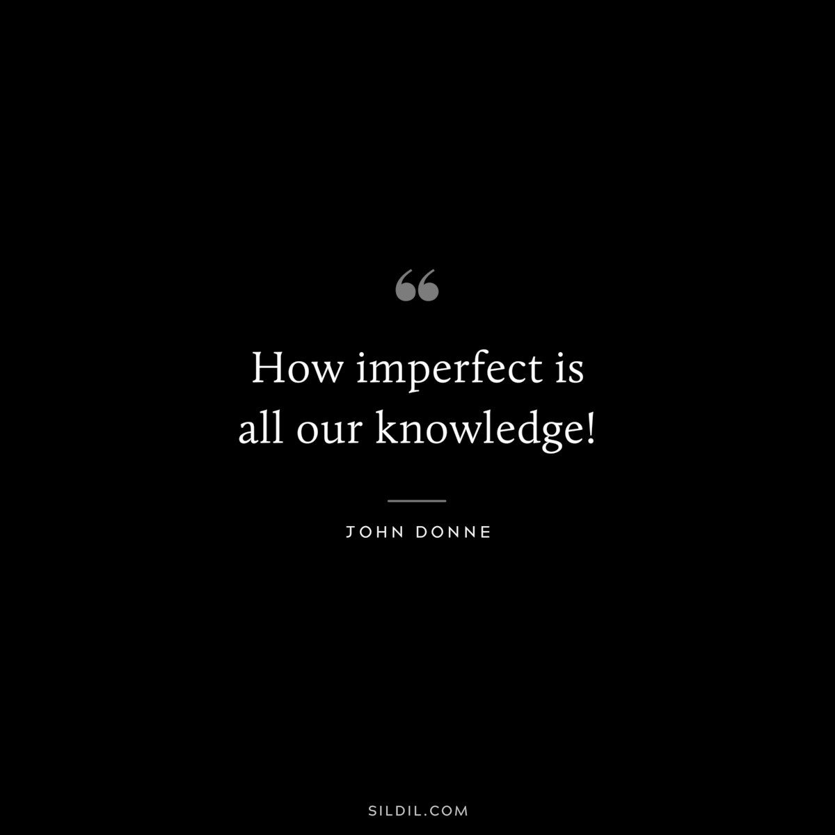 How imperfect is all our knowledge! ― John Donne