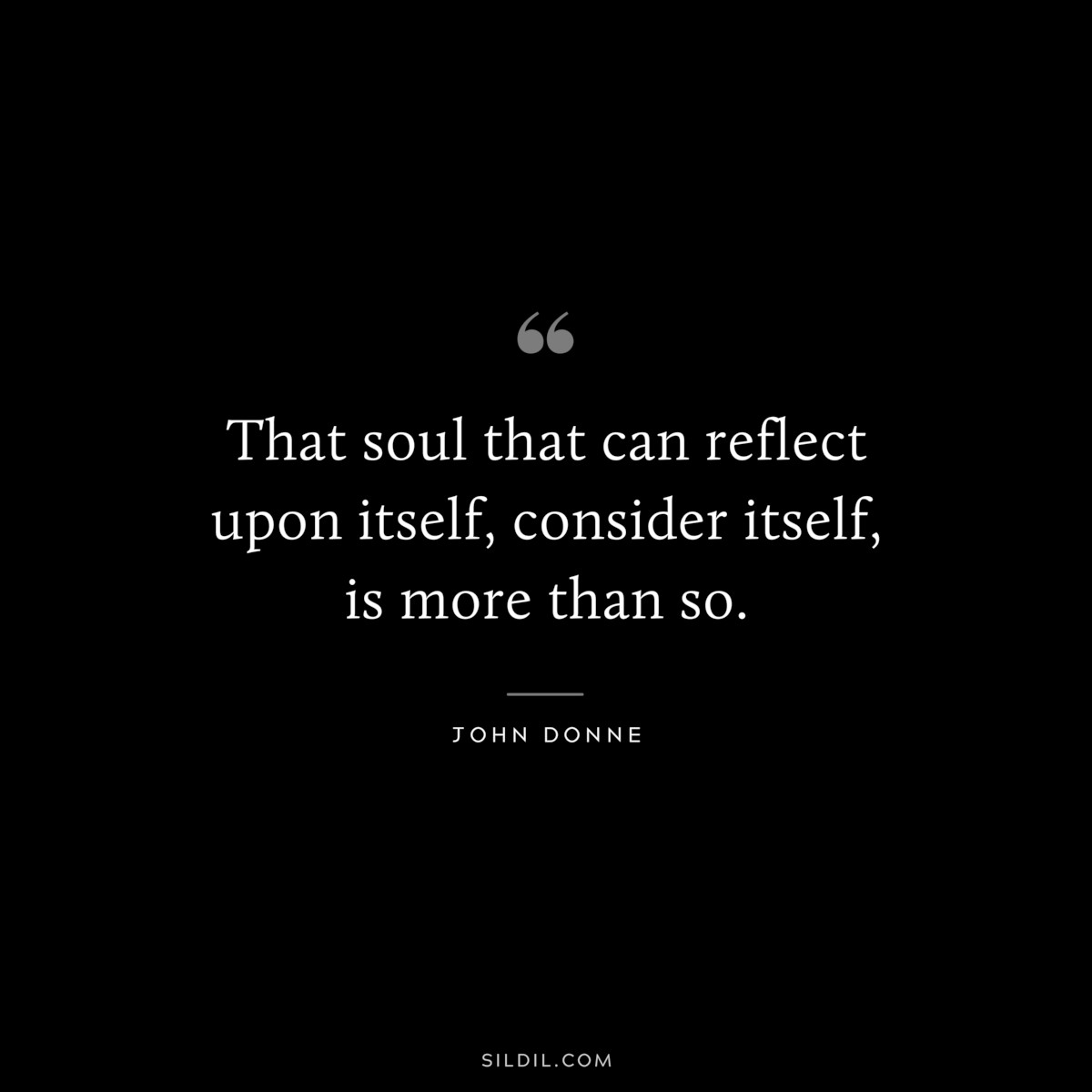 That soul that can reflect upon itself, consider itself, is more than so. ― John Donne