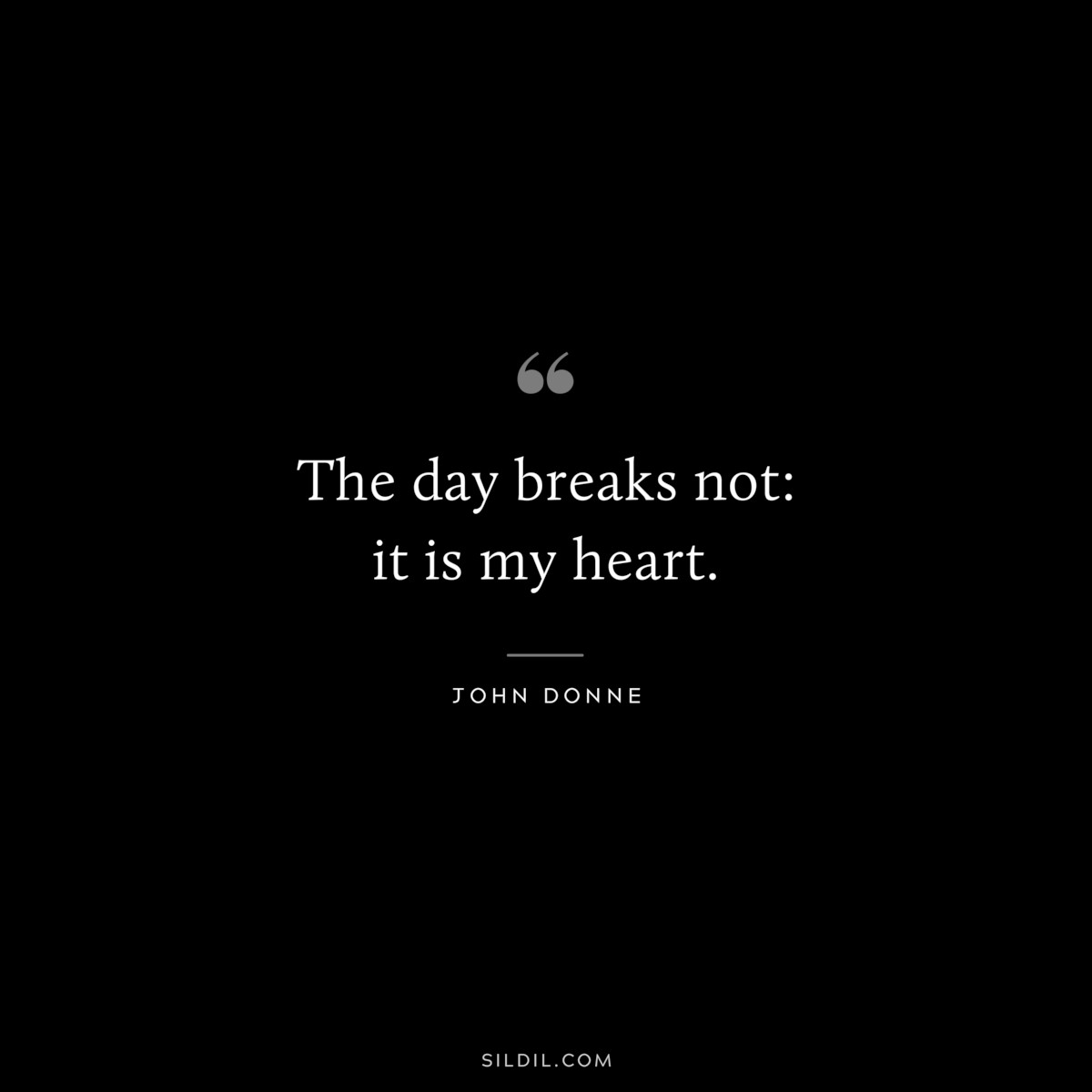 The day breaks not: it is my heart. ― John Donne