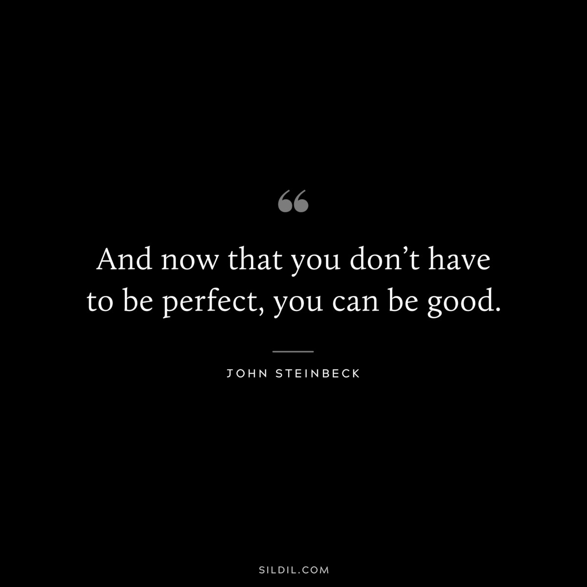 And now that you don’t have to be perfect, you can be good.― John Steinbeck