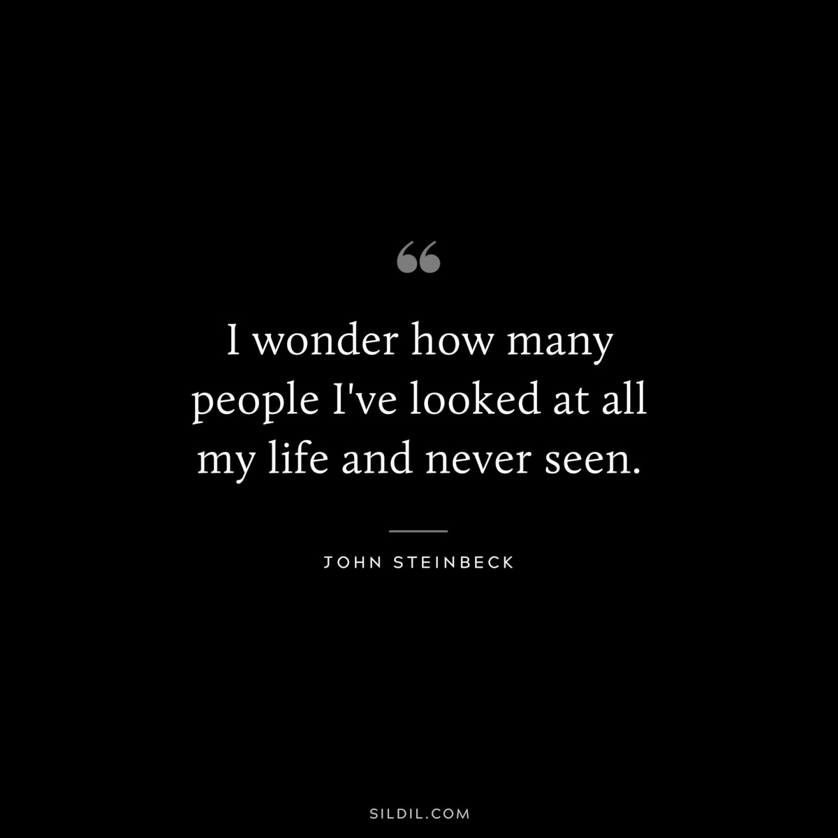 I wonder how many people I've looked at all my life and never seen.― John Steinbeck