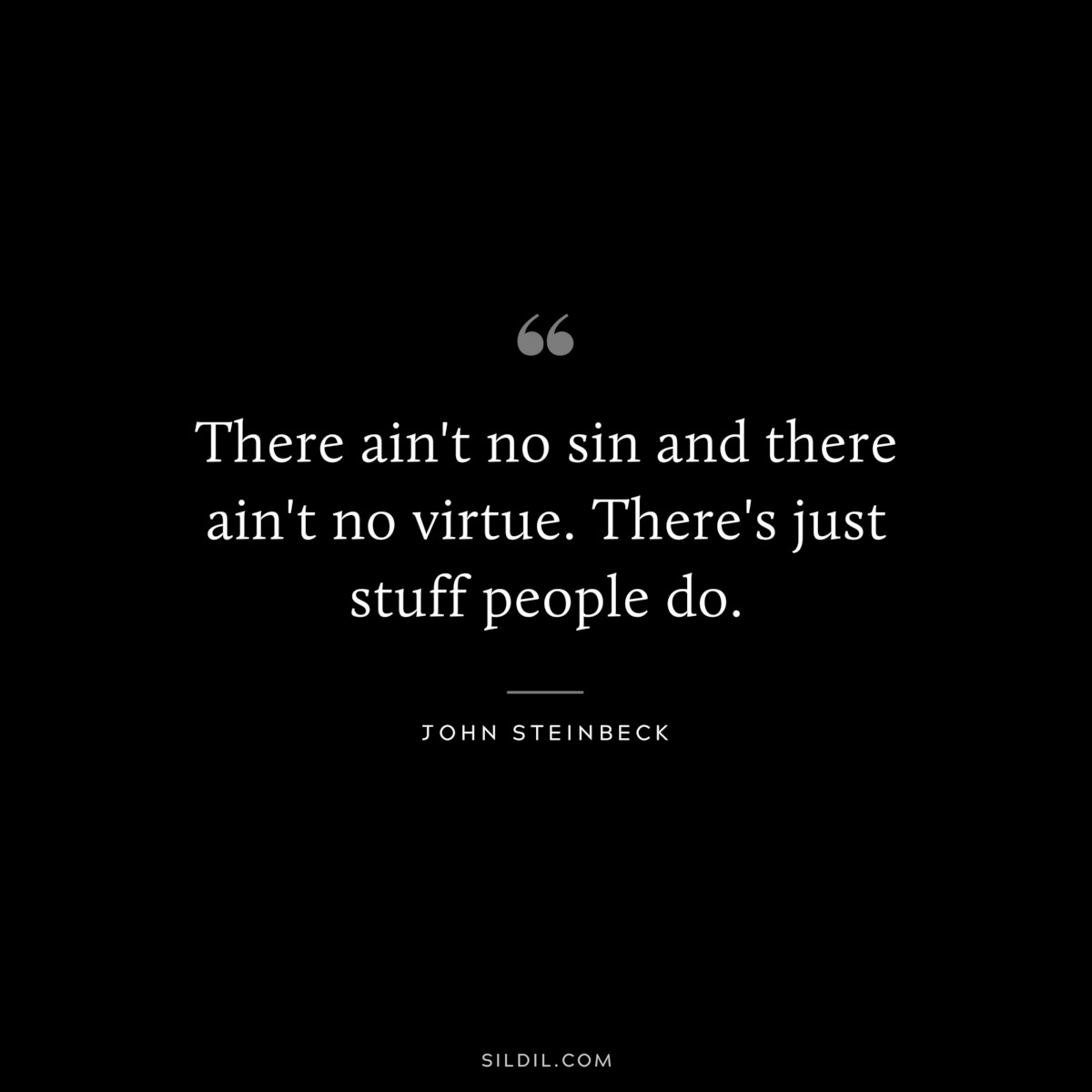 There ain't no sin and there ain't no virtue. There's just stuff people do.― John Steinbeck