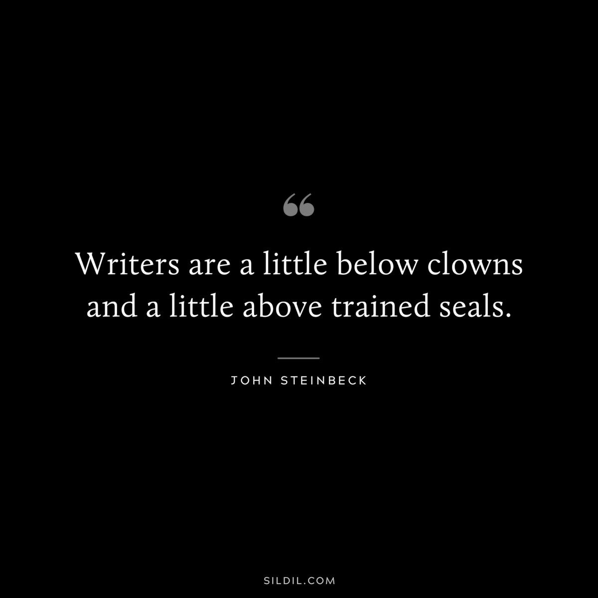 Writers are a little below clowns and a little above trained seals.― John Steinbeck