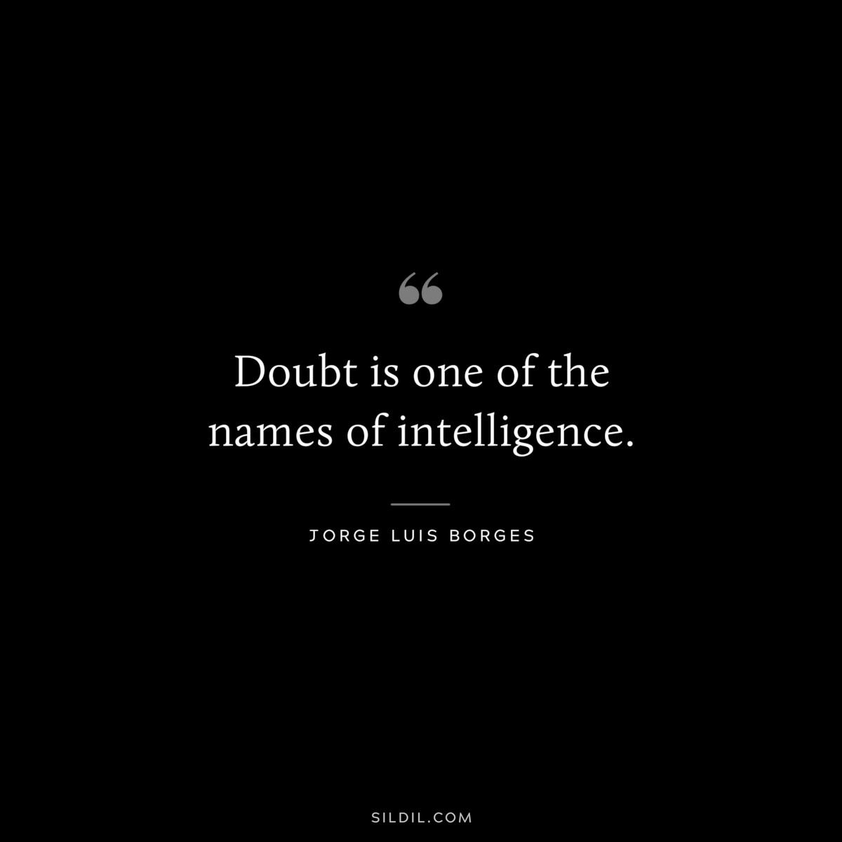 Doubt is one of the names of intelligence. ― Jorge Luis Borges