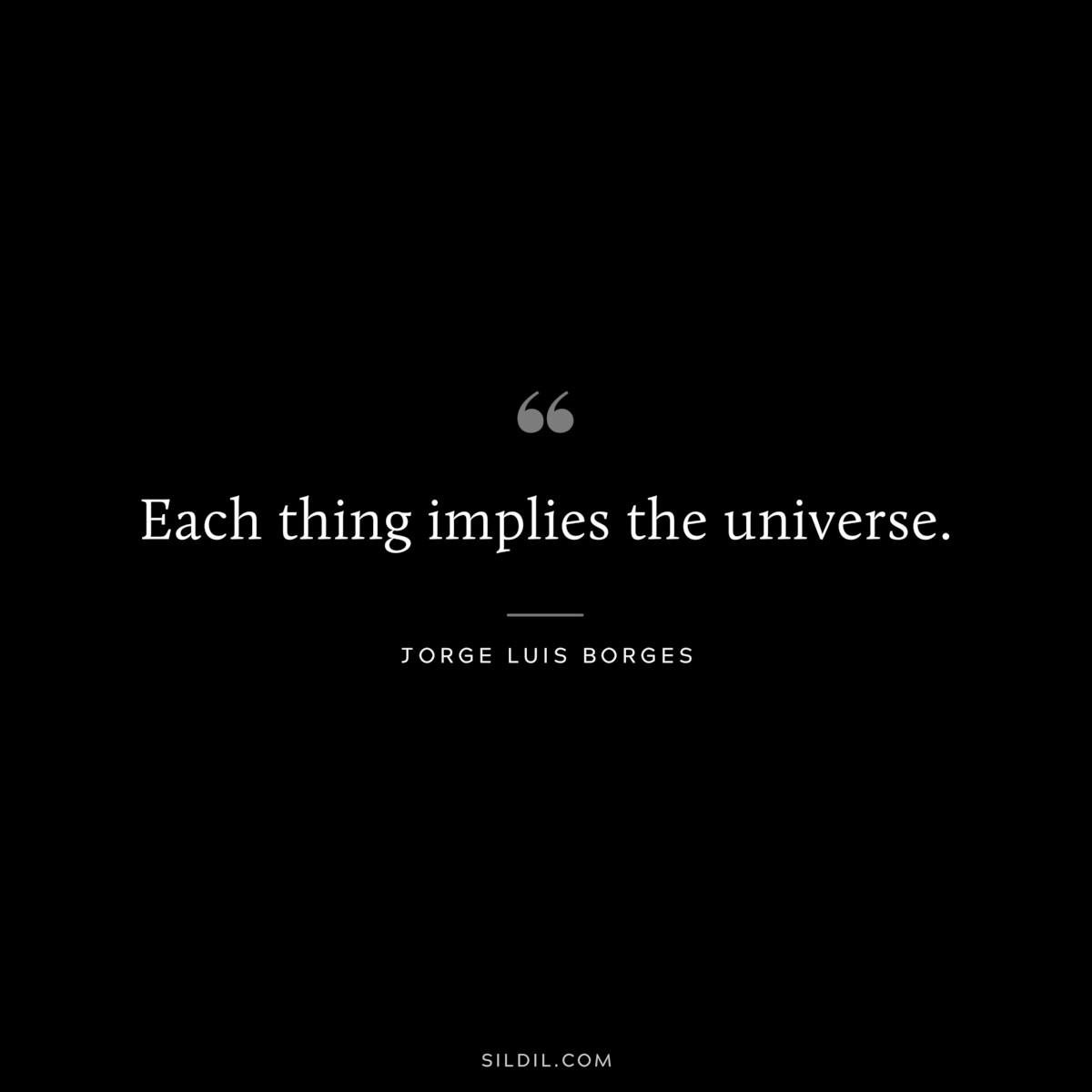 Each thing implies the universe. ― Jorge Luis Borges