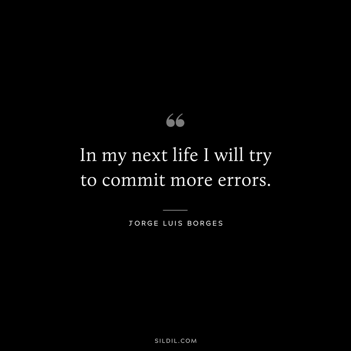 In my next life I will try to commit more errors. ― Jorge Luis Borges