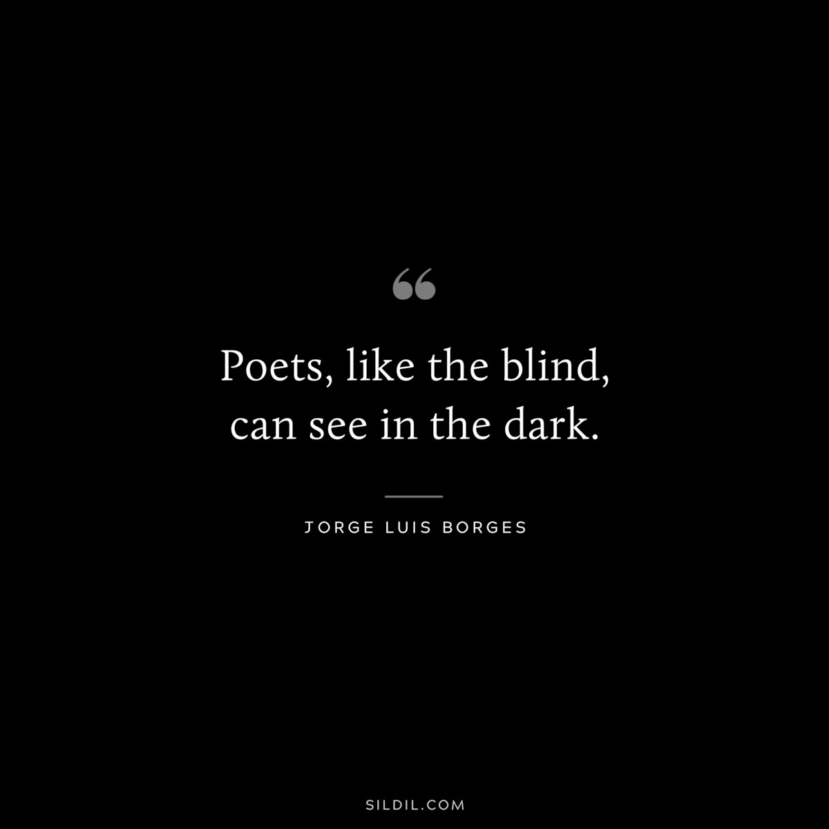 Poets, like the blind, can see in the dark. ― Jorge Luis Borges