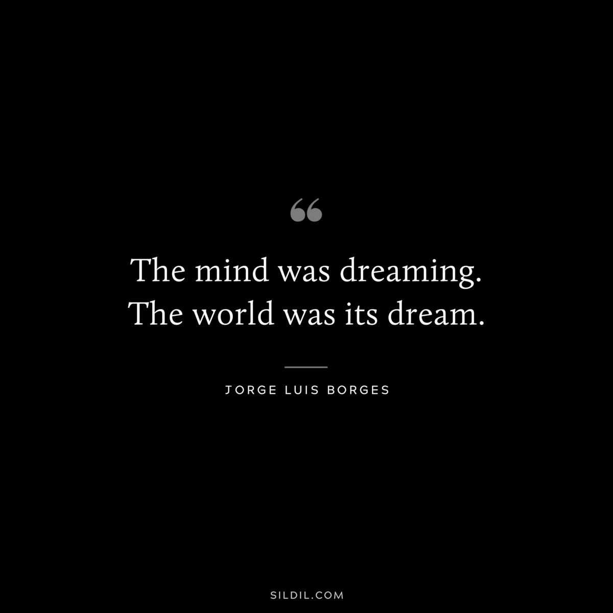 The mind was dreaming. The world was its dream. ― Jorge Luis Borges
