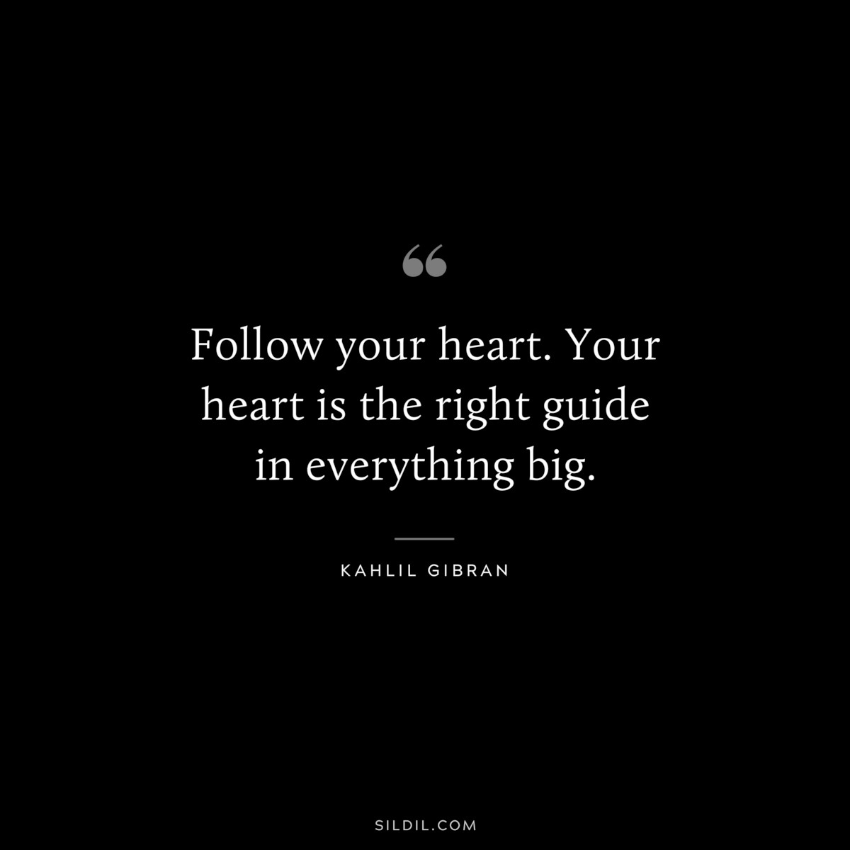 Follow your heart. Your heart is the right guide in everything big. ― Kahlil Gibran