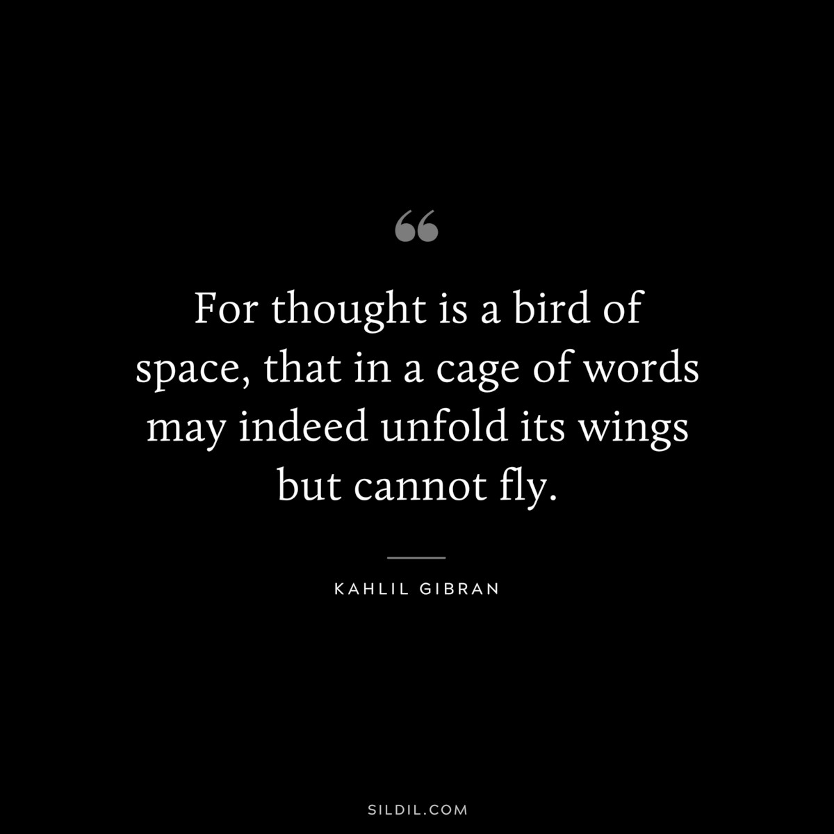 For thought is a bird of space, that in a cage of words may indeed unfold its wings but cannot fly. ― Kahlil Gibran