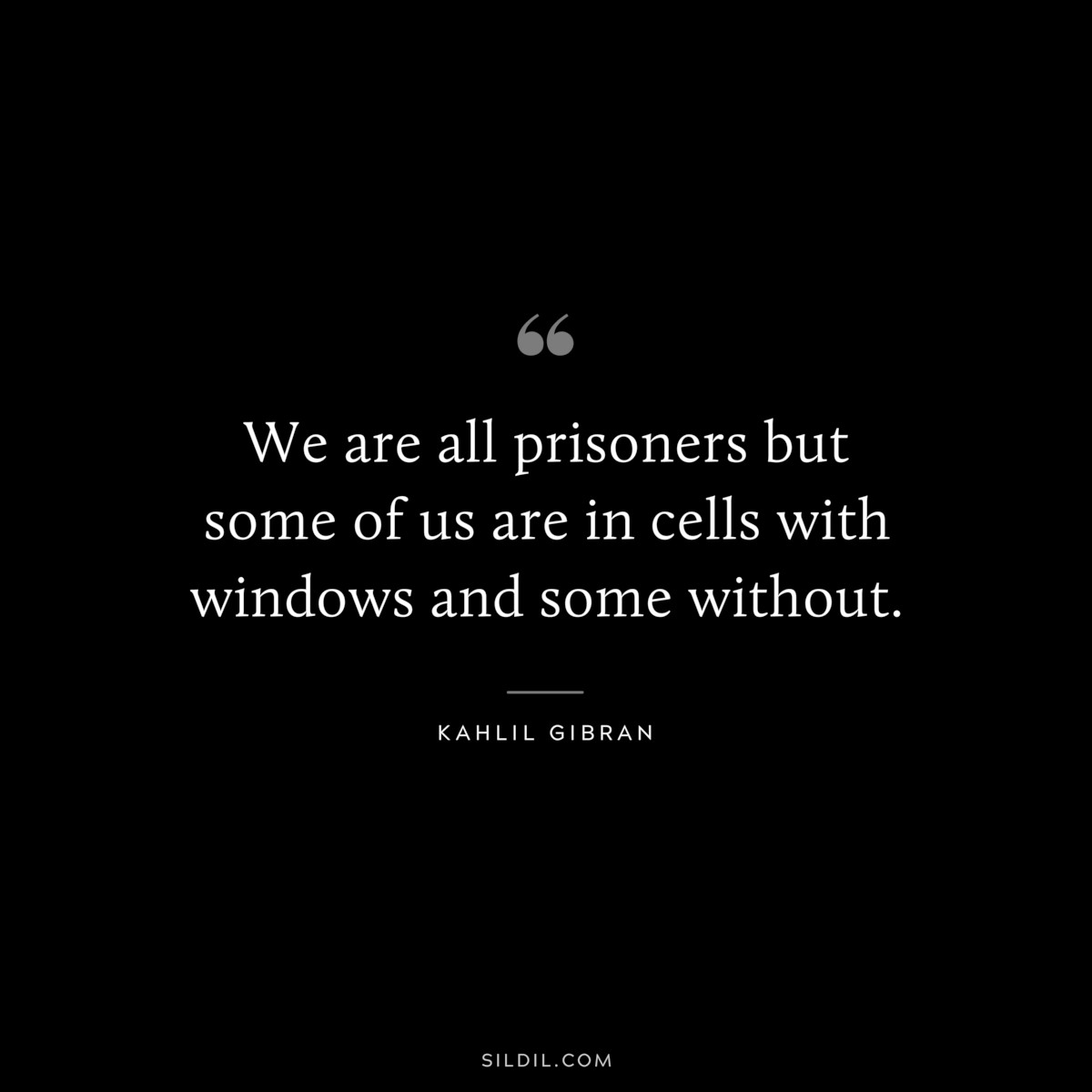 We are all prisoners but some of us are in cells with windows and some without. ― Kahlil Gibran