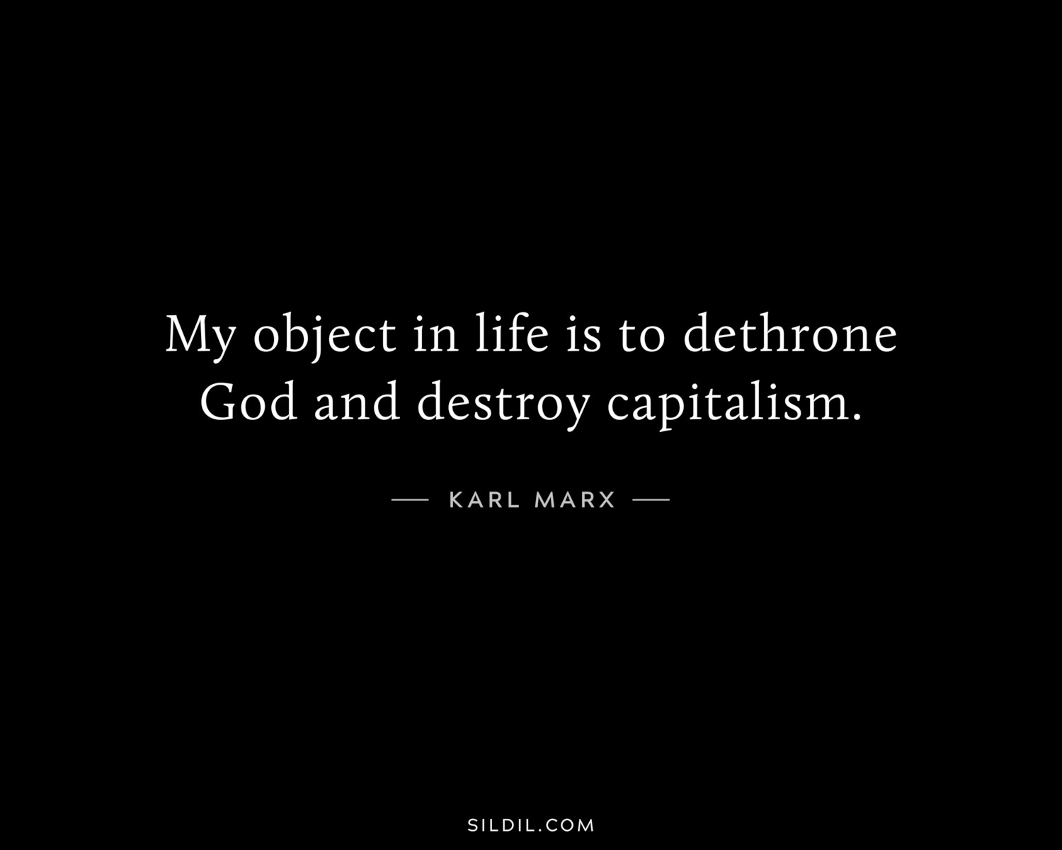 My object in life is to dethrone God and destroy capitalism.