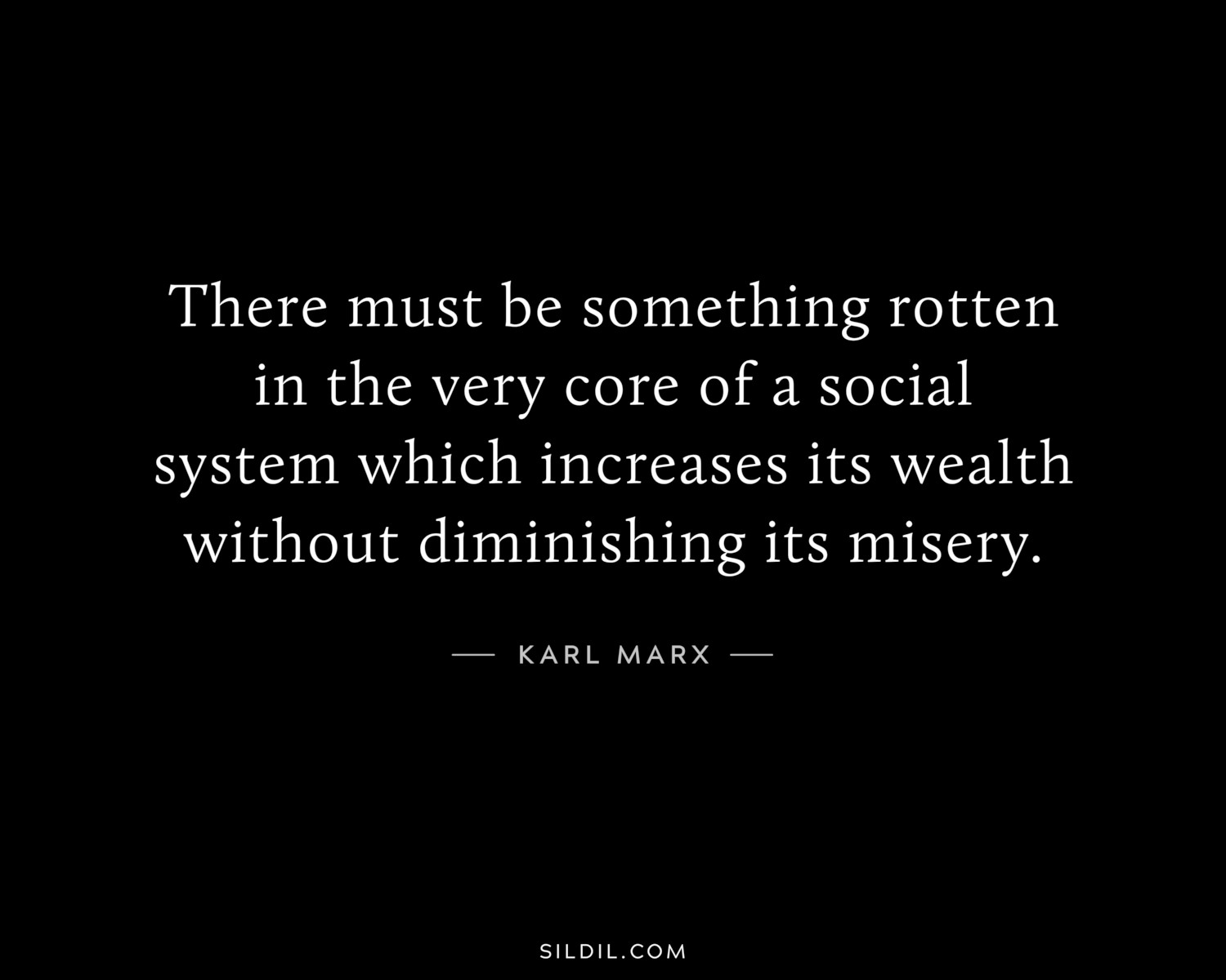 There must be something rotten in the very core of a social system which increases its wealth without diminishing its misery.