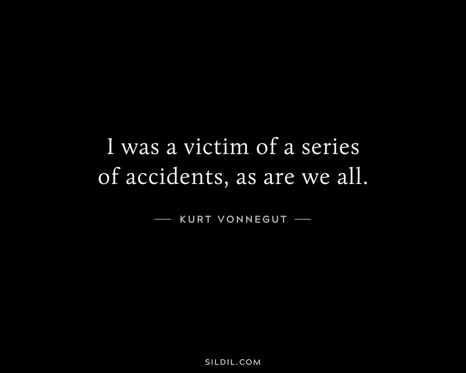 I was a victim of a series of accidents, as are we all.