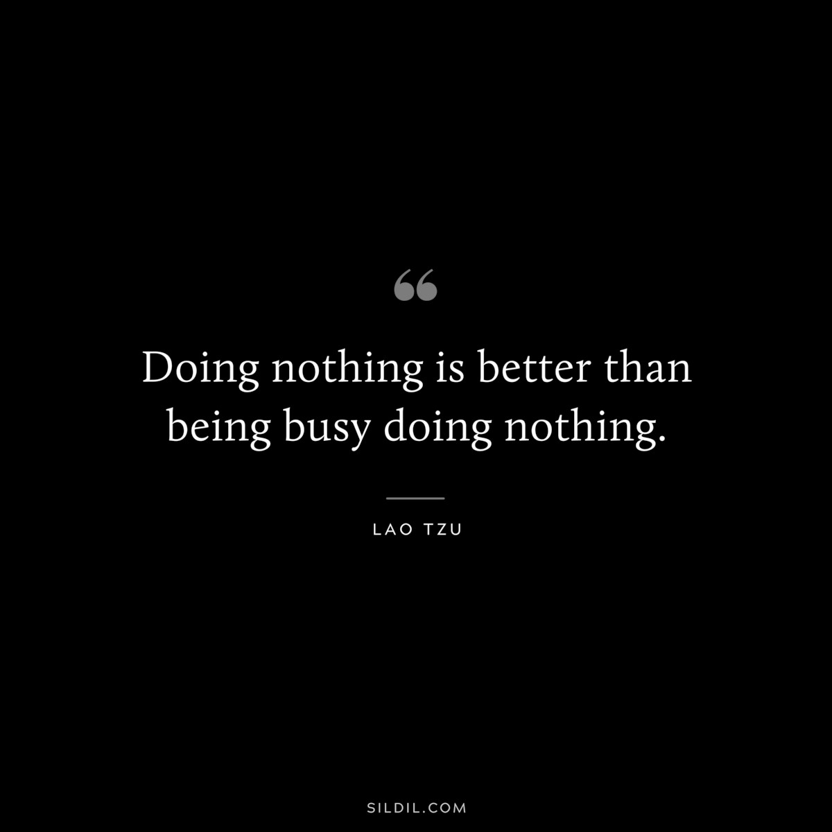 Doing nothing is better than being busy doing nothing. ― Lao Tzu