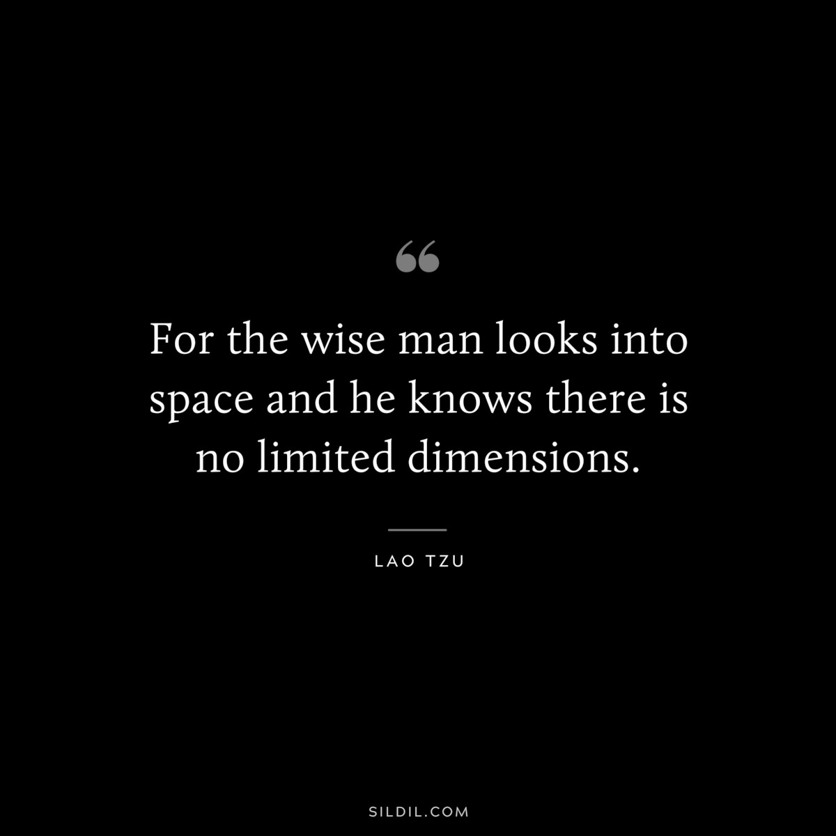 For the wise man looks into space and he knows there is no limited dimensions. ― Lao Tzu