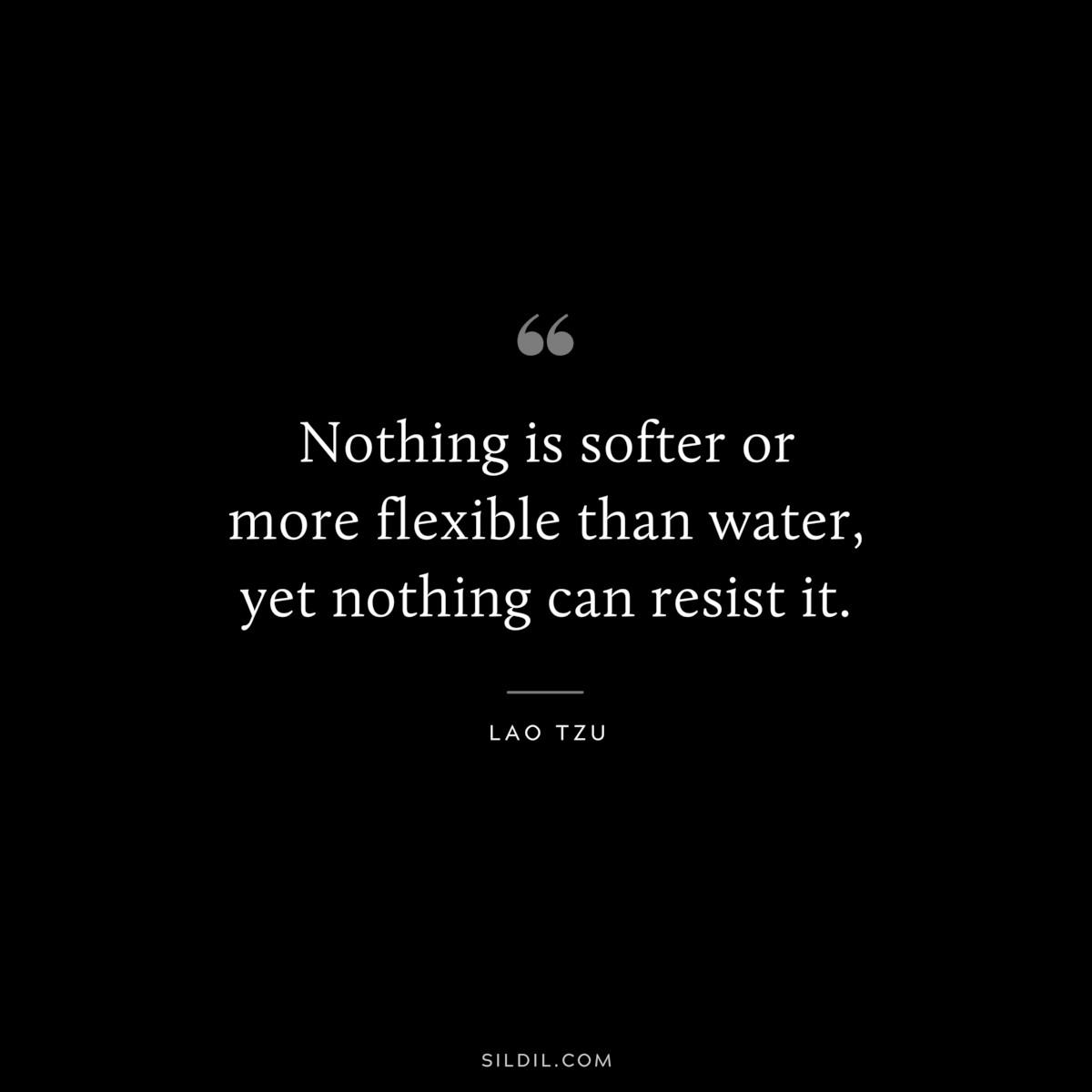 Nothing is softer or more flexible than water, yet nothing can resist it. ― Lao Tzu