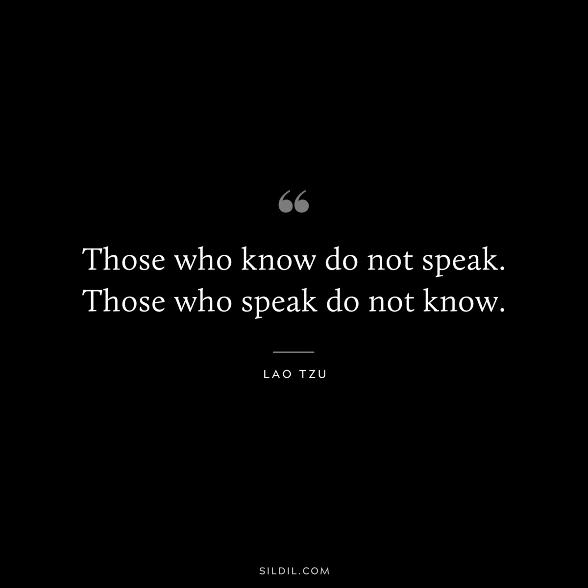 Those who know do not speak. Those who speak do not know. ― Lao Tzu