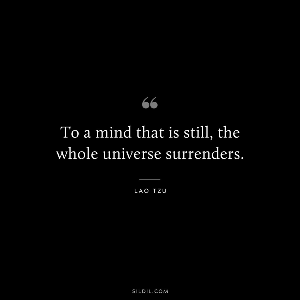 To a mind that is still, the whole universe surrenders. ― Lao Tzu