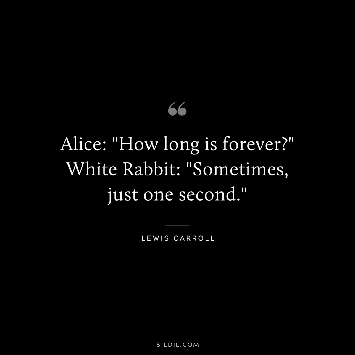 Alice: "How long is forever?" White Rabbit: "Sometimes, just one second."