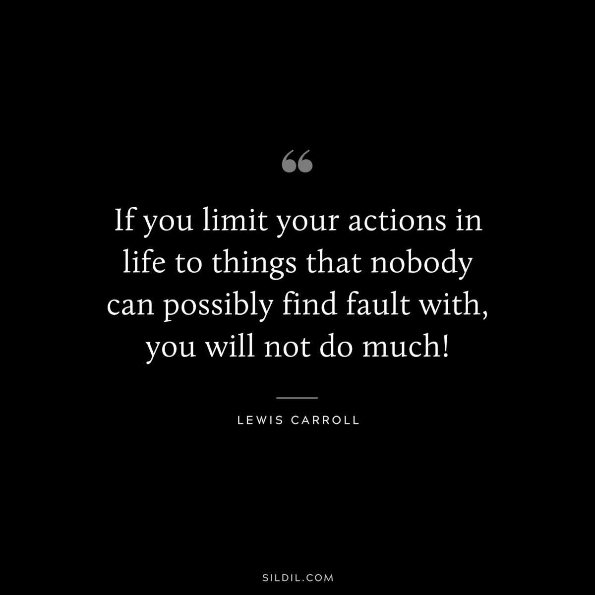 If you limit your actions in life to things that nobody can possibly find fault with, you will not do much!