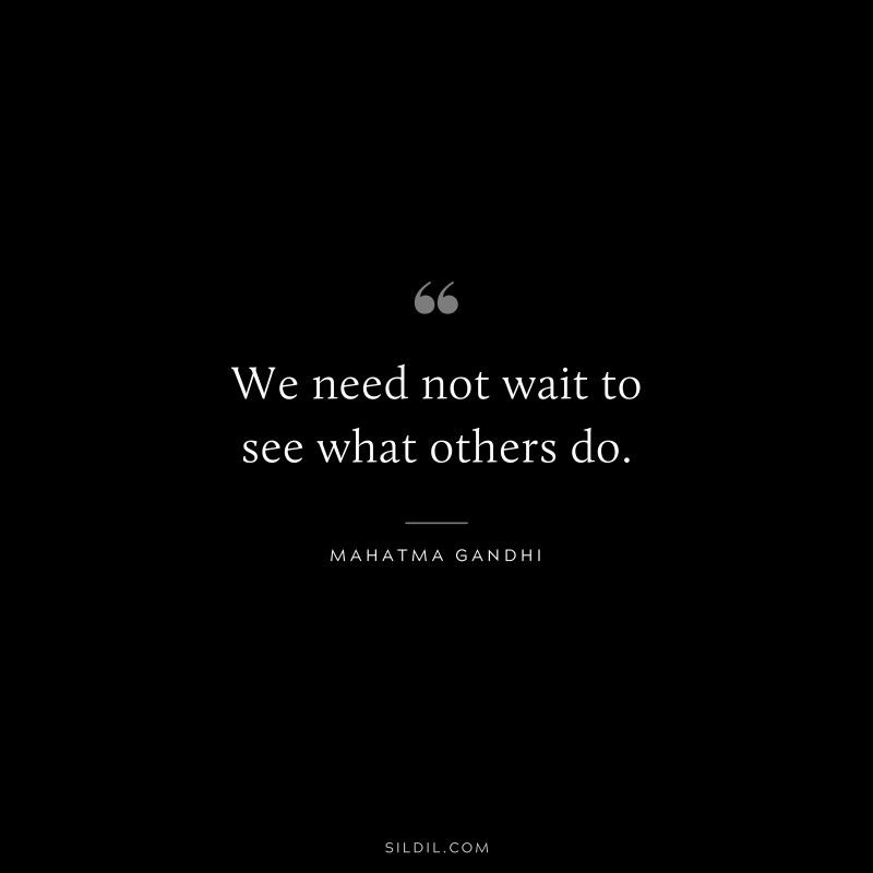 We need not wait to see what others do. ― Mahatma Gandhi