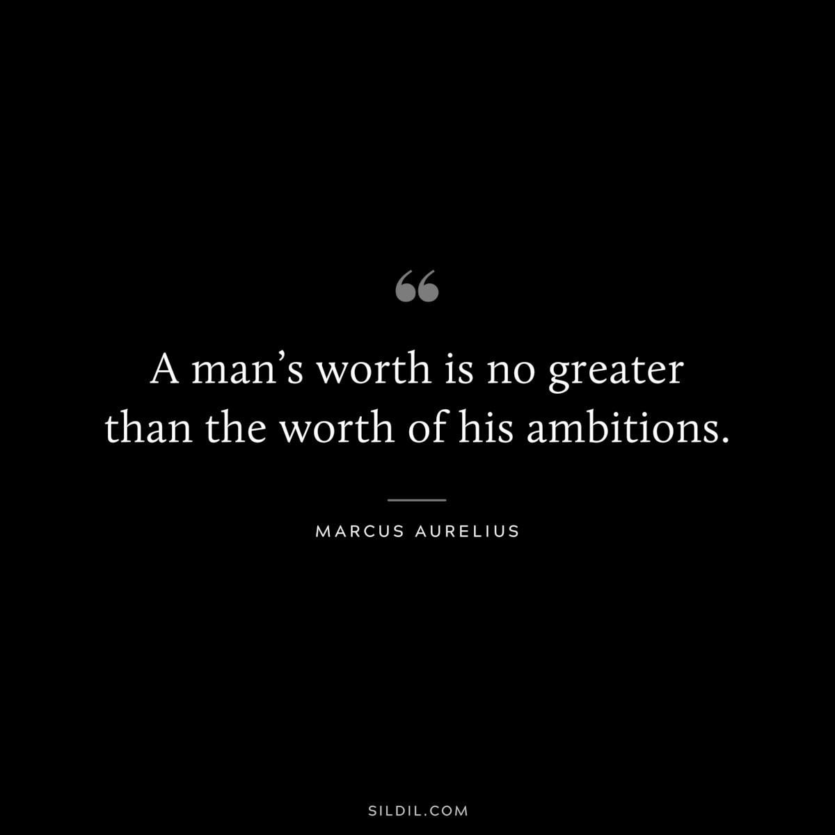 A man’s worth is no greater than the worth of his ambitions. ― Marcus Aurelius