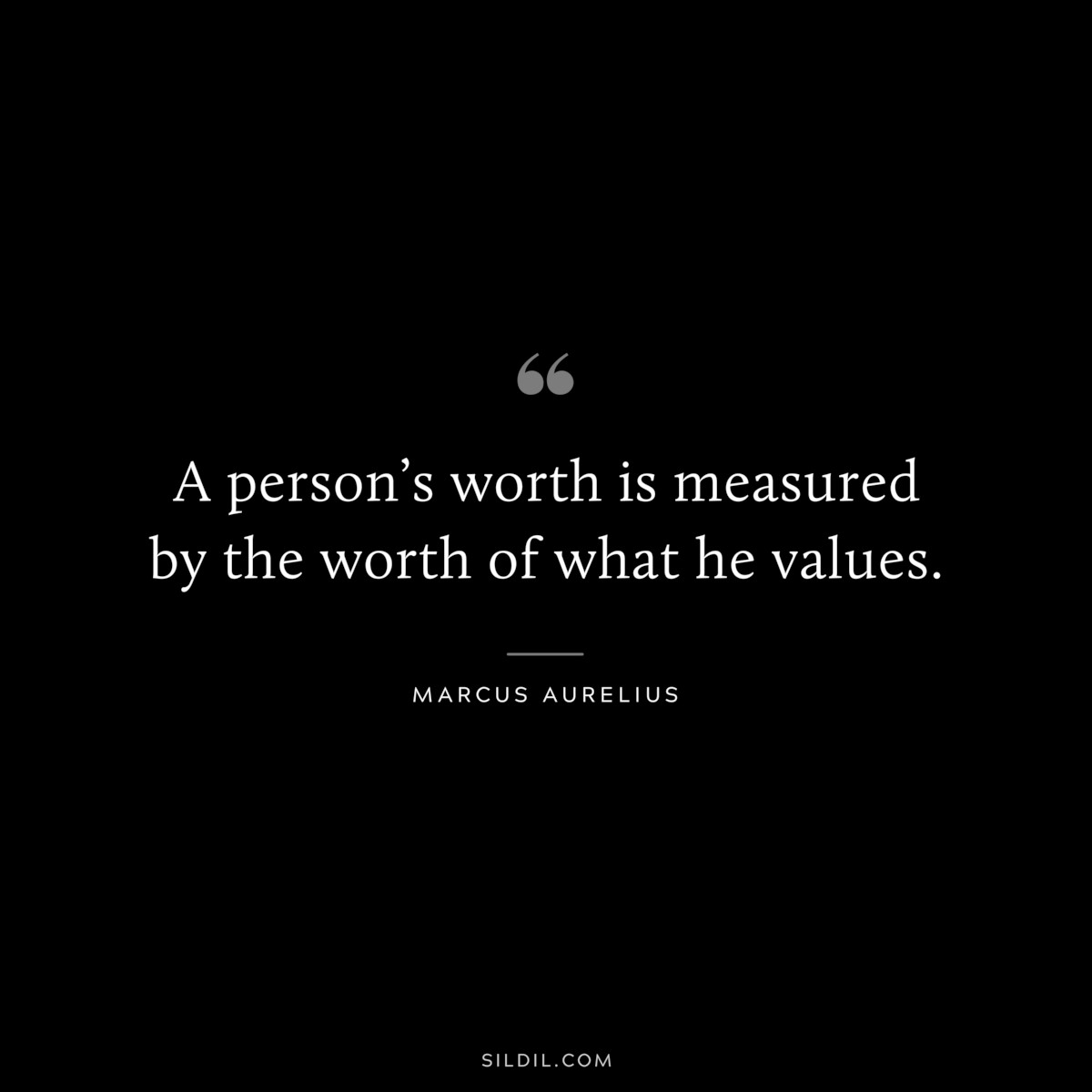 A person’s worth is measured by the worth of what he values. ― Marcus Aurelius