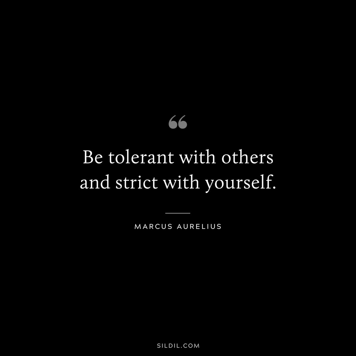 Be tolerant with others and strict with yourself. ― Marcus Aurelius
