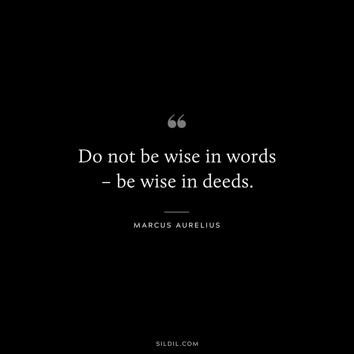 Do not be wise in words – be wise in deeds. ― Marcus Aurelius