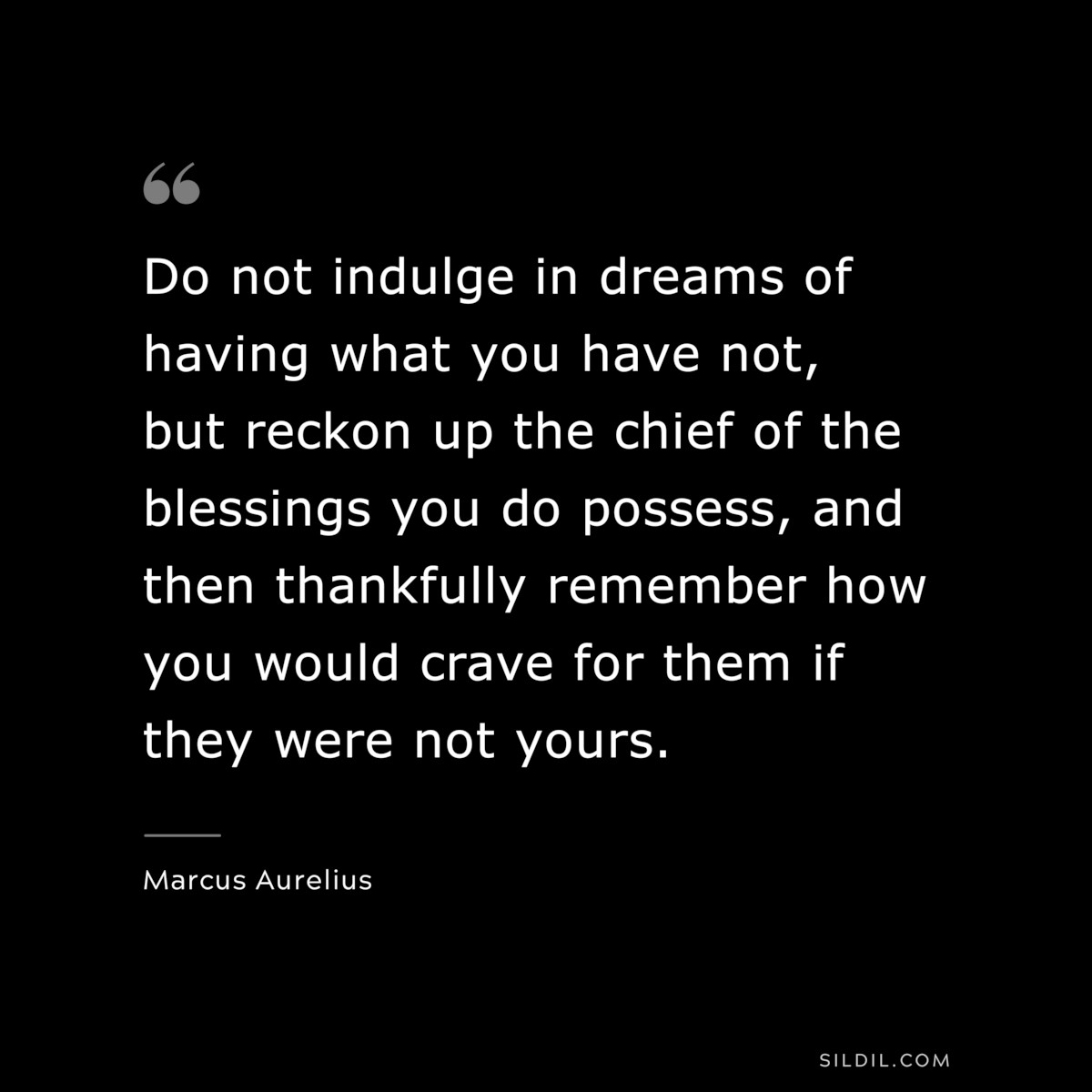 Do not indulge in dreams of having what you have not, but reckon up the chief of the blessings you do possess, and then thankfully remember how you would crave for them if they were not yours. ― Marcus Aurelius