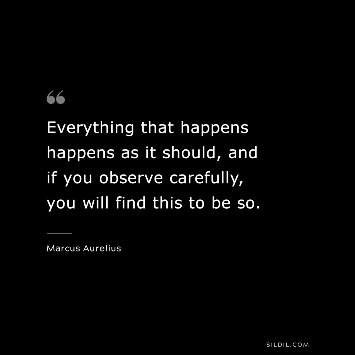 Everything that happens happens as it should, and if you observe carefully, you will find this to be so. ― Marcus Aurelius